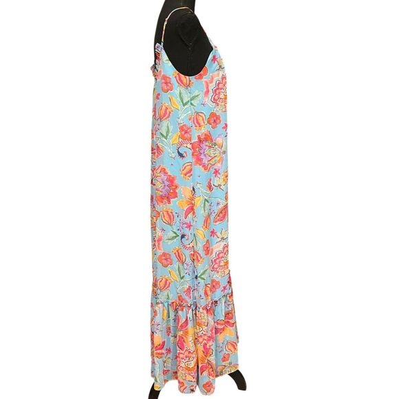 NICOLE MILLER Watercolor Paisley Maxi Floral Strappy Sundress Dress Sz S - Picture 5 of 9